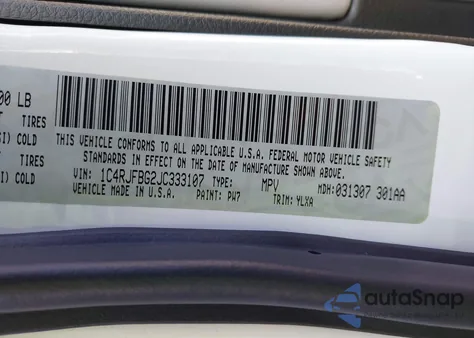 2018 Jeep Grand Cherokee Sterling Edition 4X4 from USA, damaged, VIN 1C4RJFBG2JC333107